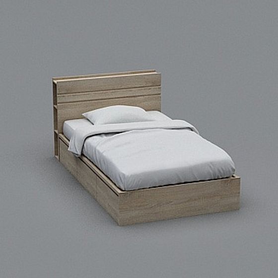 Stylish Minimalist Bed 3D model for Modern Interiors