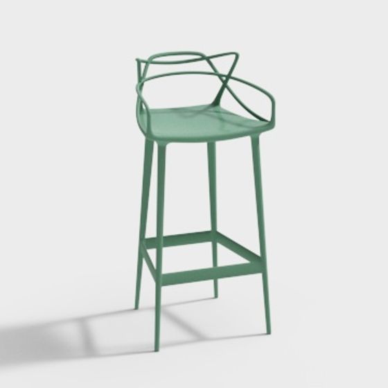 Sleek Green Bar Stool 3D model