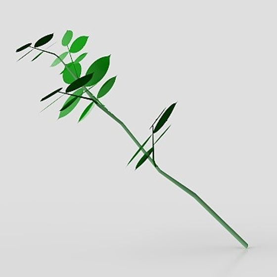Bamboo Branch with Leaves 3D model for Creative Projects