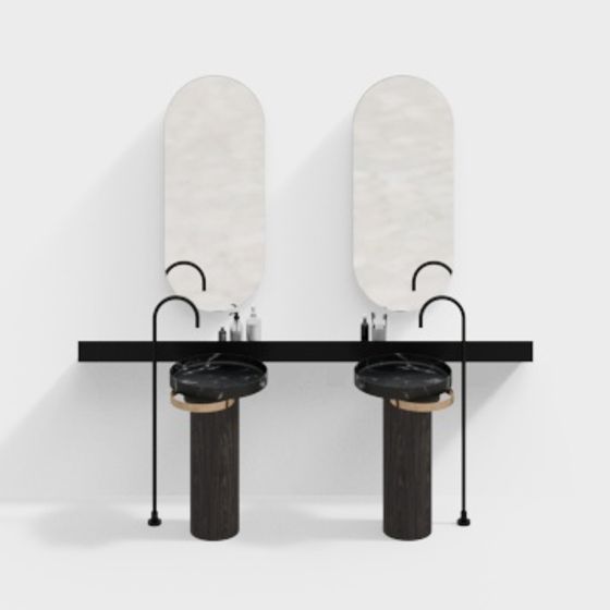 Tủ phòng tắm chậu đôi hiện đại