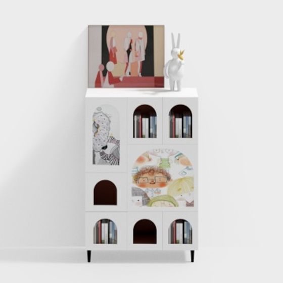 Artistic Low-Poly Bookshelf 3D model