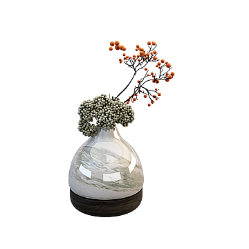 Stunning Glass Vase 3D Model with Wooden Tray