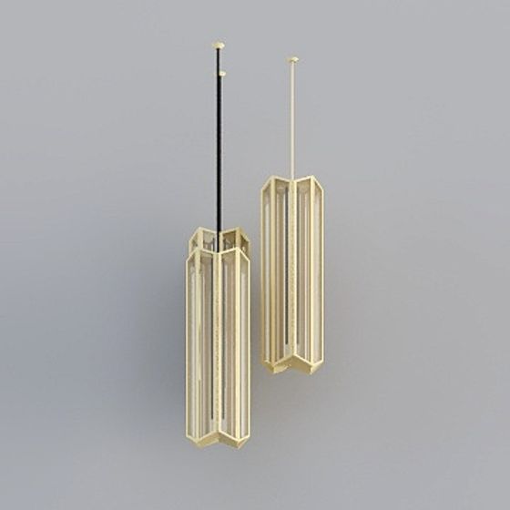 Elegant Geometric LED Light Fixture 3D model