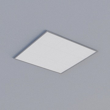 Modern white square ceiling light with thin frame on grey background