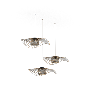 Japanese-inspired Pendant Light 3D Model – Bamboo & Metal