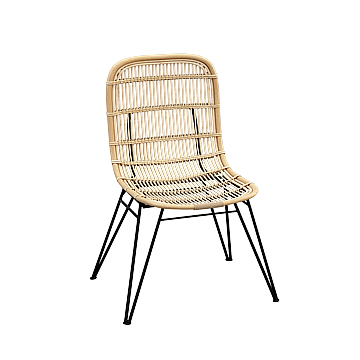 Stylish Rattan Chair 3D Model – Beige Woven & Metal