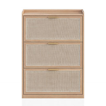 Wooden Woven Storage Cabinet 3D Model – Low Poly Design