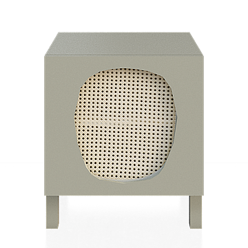 Round Window Side Cabinet 3D Model – Minimalist Gray & Brown