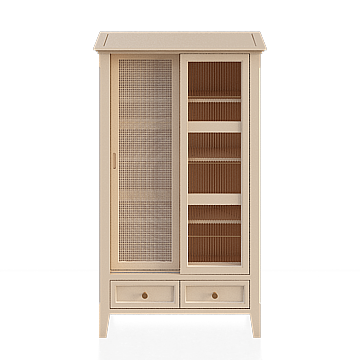 Rustic Display Cabinet Low-Poly 3D Model – Beige Wood