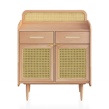 Vintage Rattan Cabinet 3D Model – Detailed Wood & Rattan