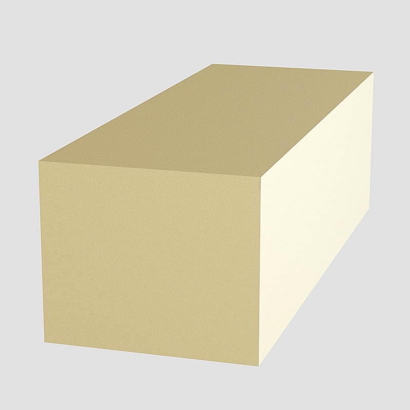 Simple rectangular block with light beige wood surface texture on grey background