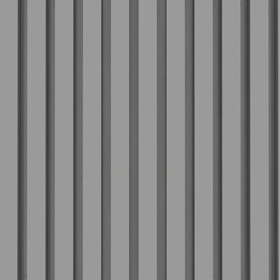 Grey vertical wall panel with textured surface and dark grey grooves on white background