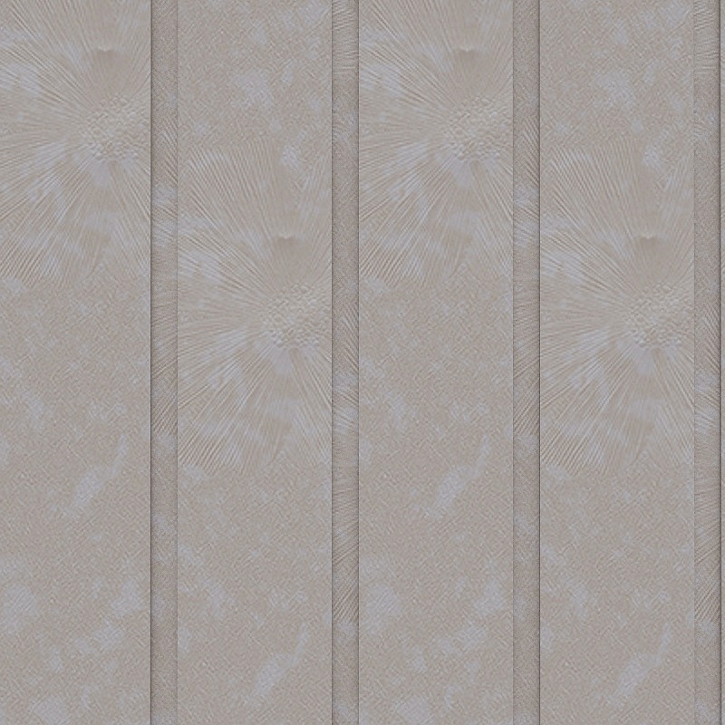 Beige textured wall panel with vertical lines and floral pattern on white background
