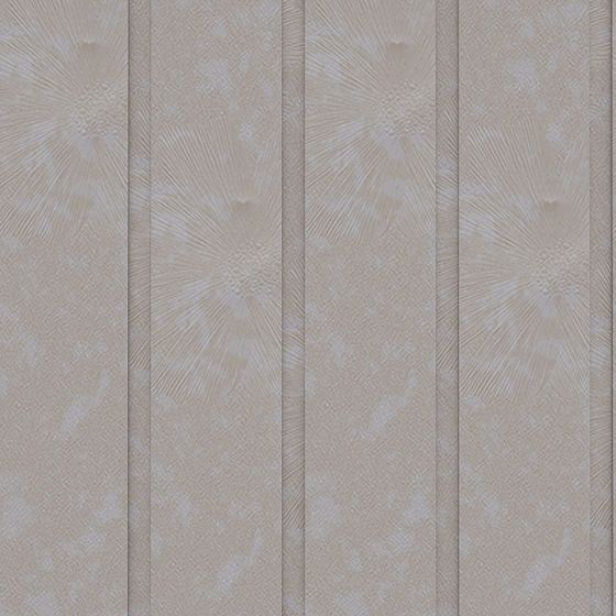 Beige textured wall panel with vertical lines and floral pattern on white background