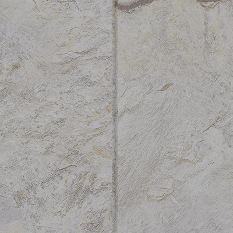 Light beige stone tile with rough texture and vertical grout line on white background