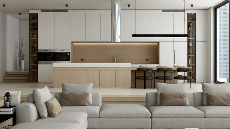 Modern Minimalist 1BR Open Kitchen-Living Room