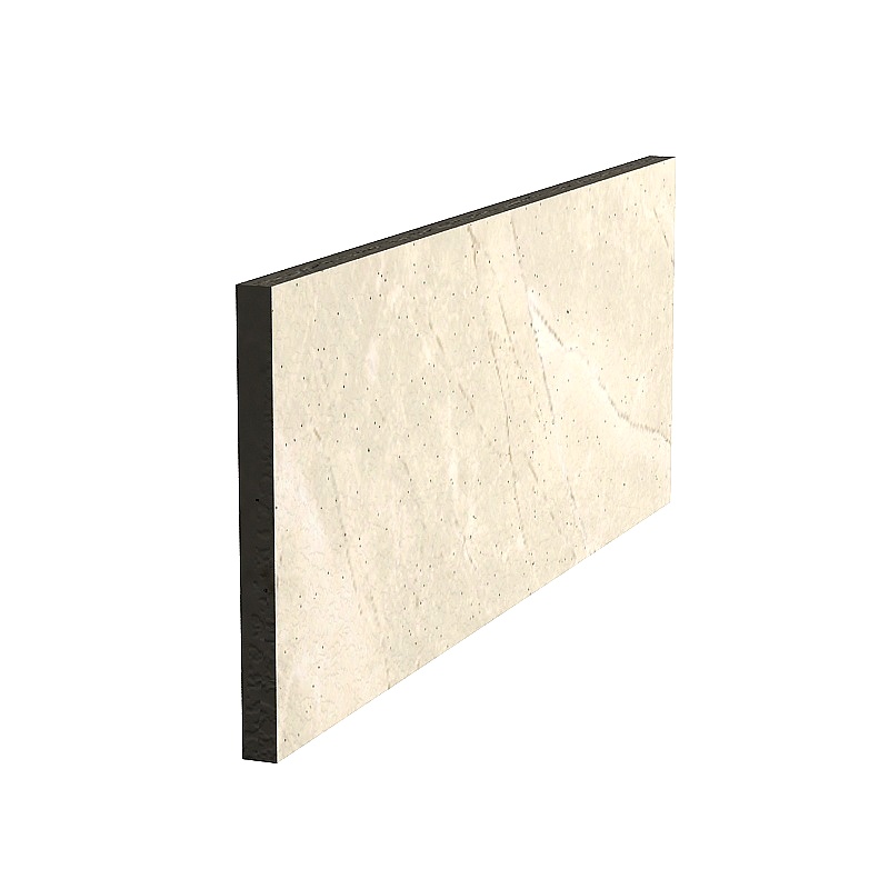 Beige marble wall panel with dark edge on white background for modern home interior design decor.