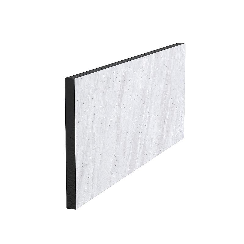 Rectangular white concrete wall panel with black edge on white background