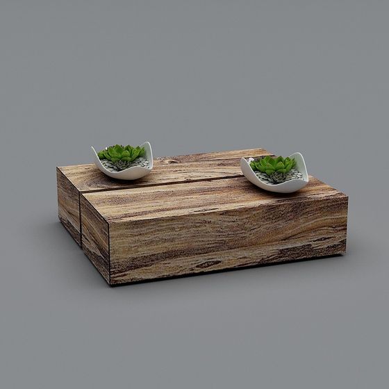 Wooden Flower Stand Low-Polygon 3D model