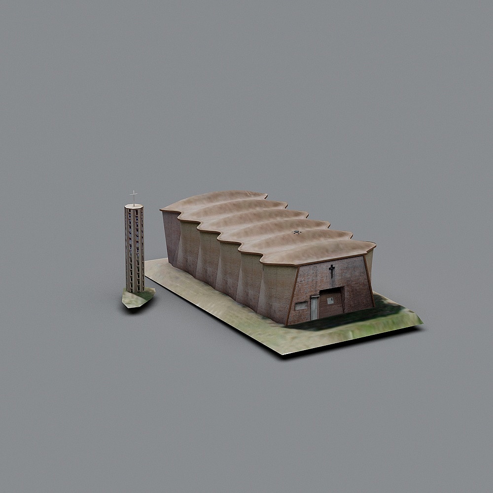 Modern Low-Poly Church 3D model