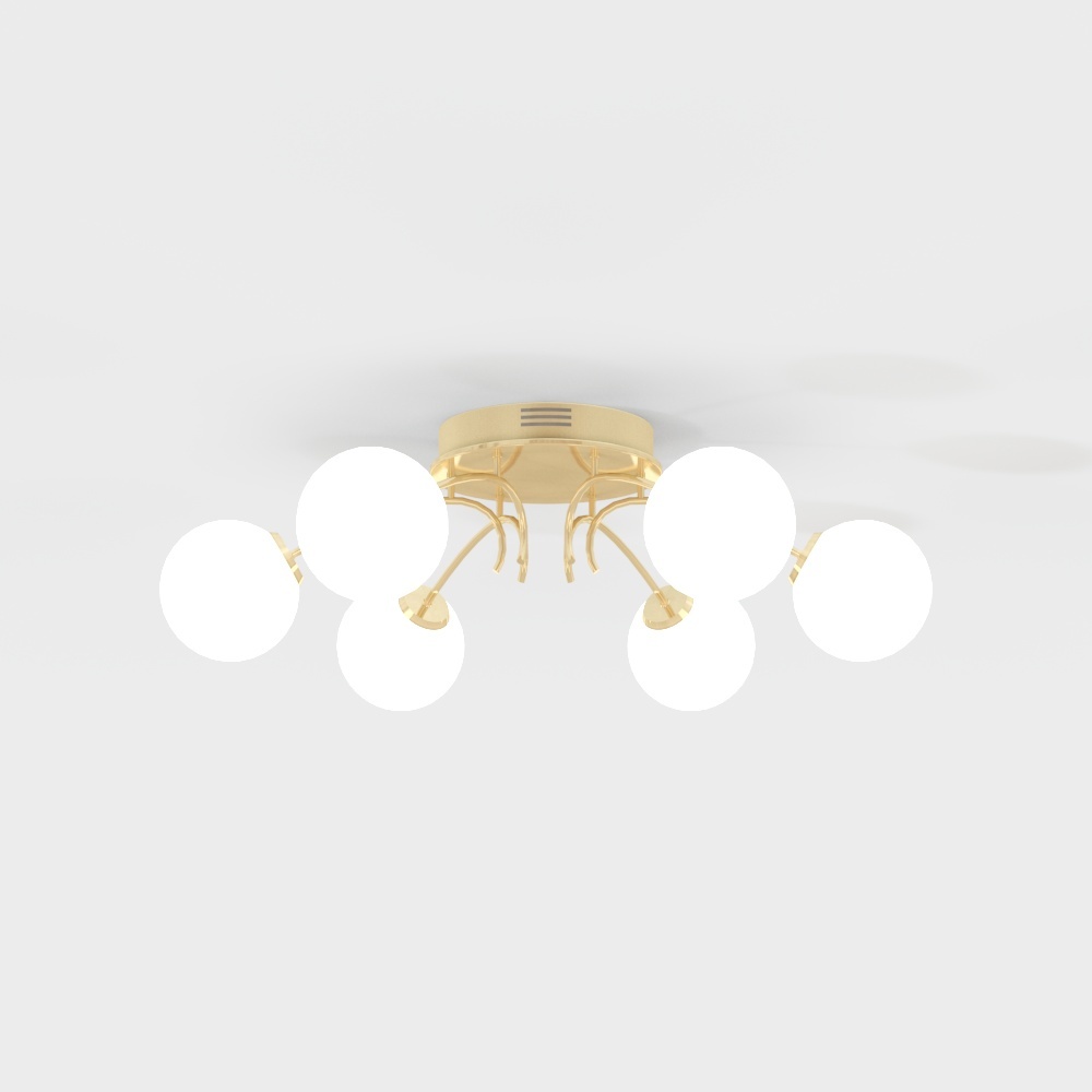 Pfeiffer six-head ceiling lamp/streaming gold