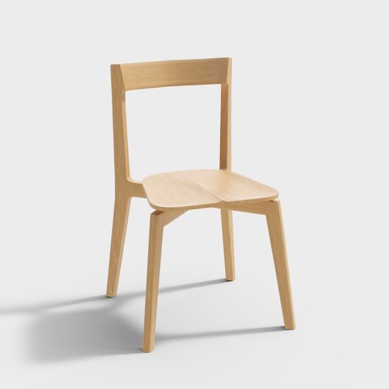 Stylish Wooden Chair 3D Model