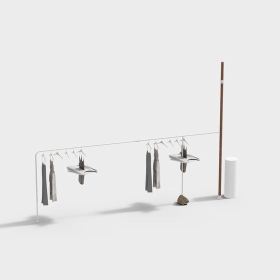 Hanging Clothes Rack 3D model