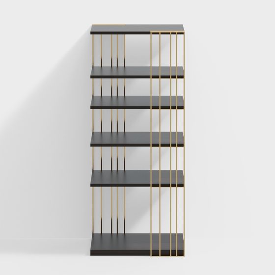 Elegant Low-Poly Bookshelf 3D Model