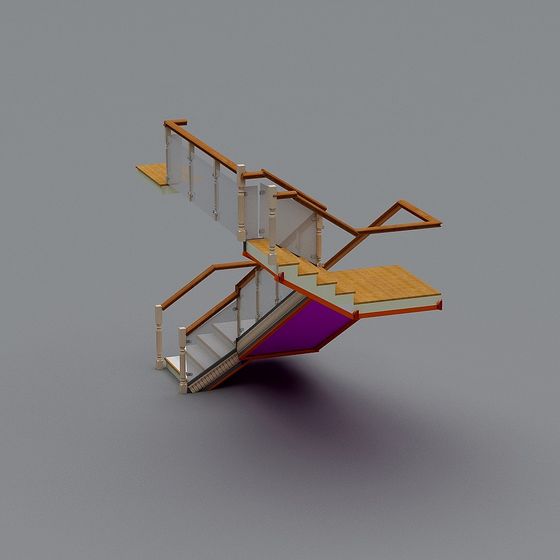 Elegant Purple Floating Staircase 3D model