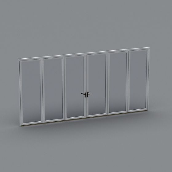 Stylish Glass Partition Door 3D Model