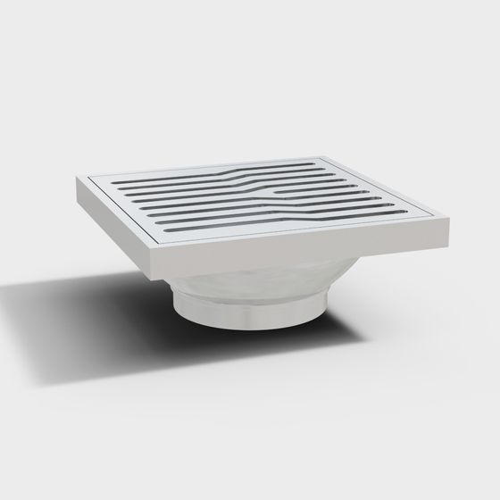 Modern Floor Drain 3D Model in Gray