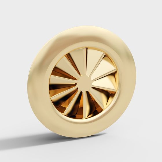 Stylish Golden Turbine Blade 3D Model