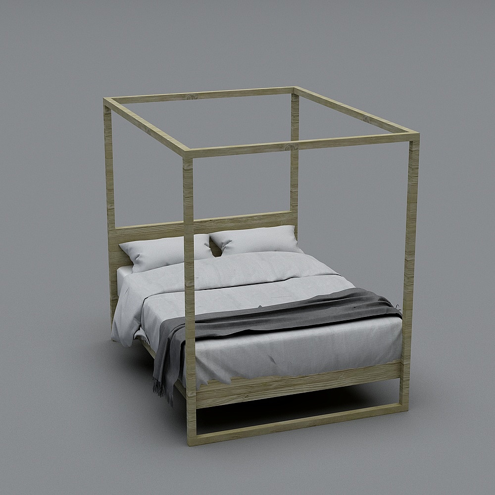 4 Poster Bed with Blanket