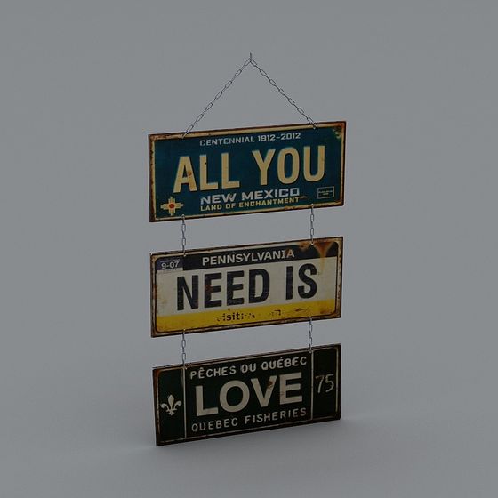Vintage-Inspired Hanging Sign 3D model