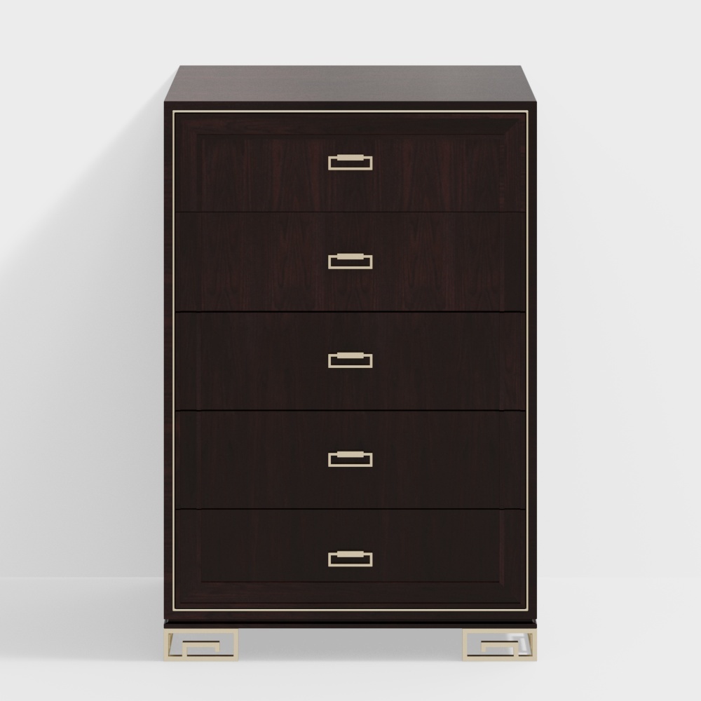Elegant Five-Drawer Cabinet 3D Model