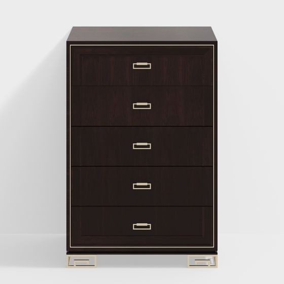 Elegant Five-Drawer Cabinet 3D Model