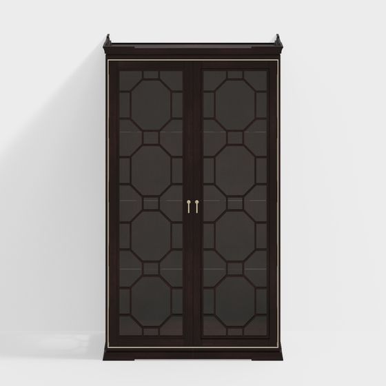 Elegant Geometric Glass Door Cabinet 3D model