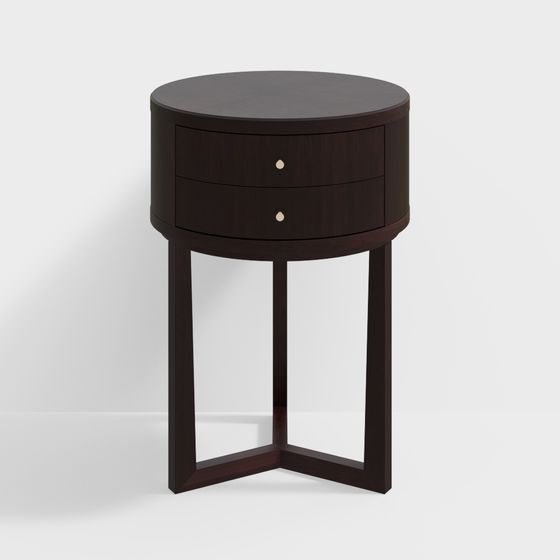 Elegant Rounded Nightstand 3D model for Contemporary Spaces