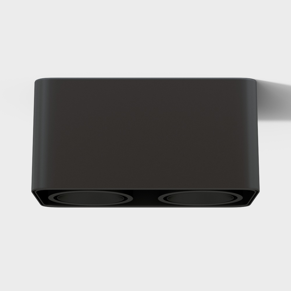 Projecteur carré 2 têtes noir