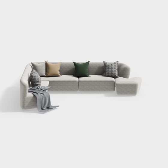 Elegant Low-Polygon Sofa 3D model