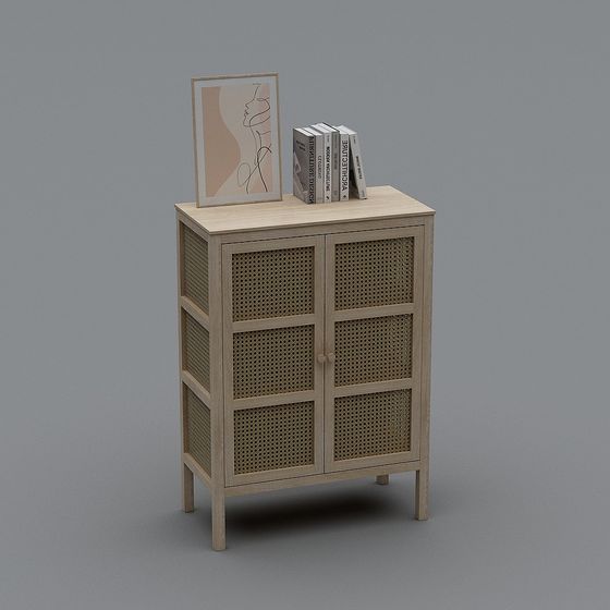 Elegant Rattan Cabinet 3D model for Creative Projects
