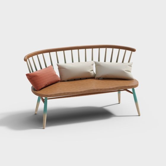 Elegant Modern Retro Sofa 3D model