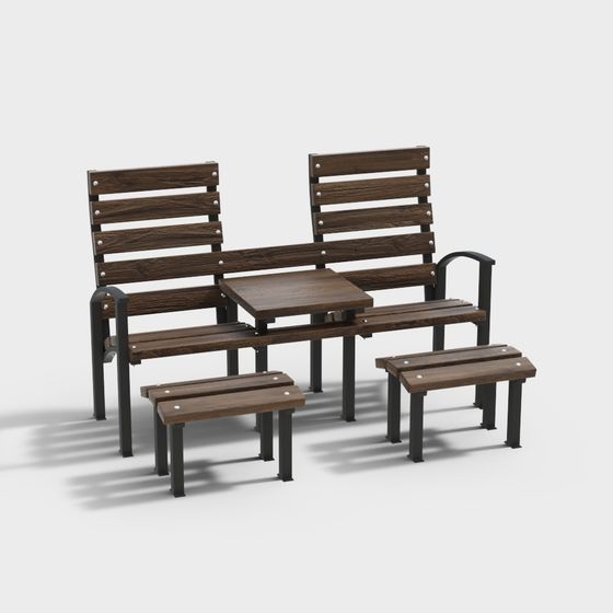 Urban Leisure Chair Set 3D model for Relaxed Spaces
