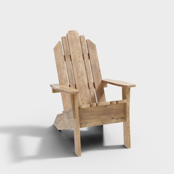 Rustic Adirondack Chair 3D Model for Relaxation