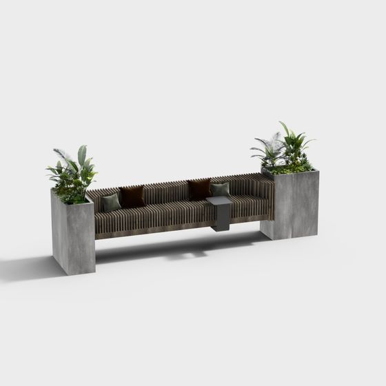 Modern Gray Stone Outdoor Chair 3D Model