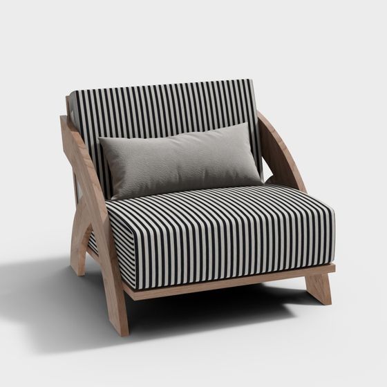 Modern Striped Armchair for Cozy Interiors 3D model