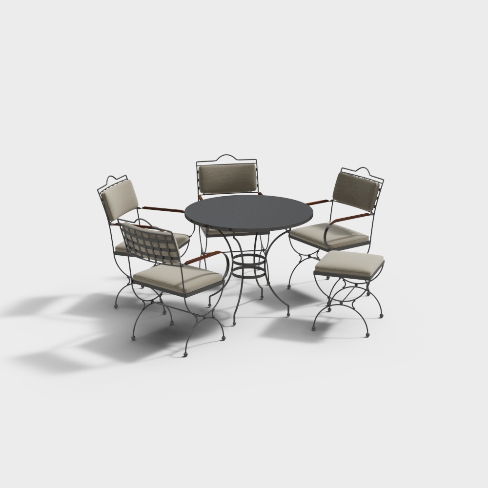 Modern iron outdoor table and chair set