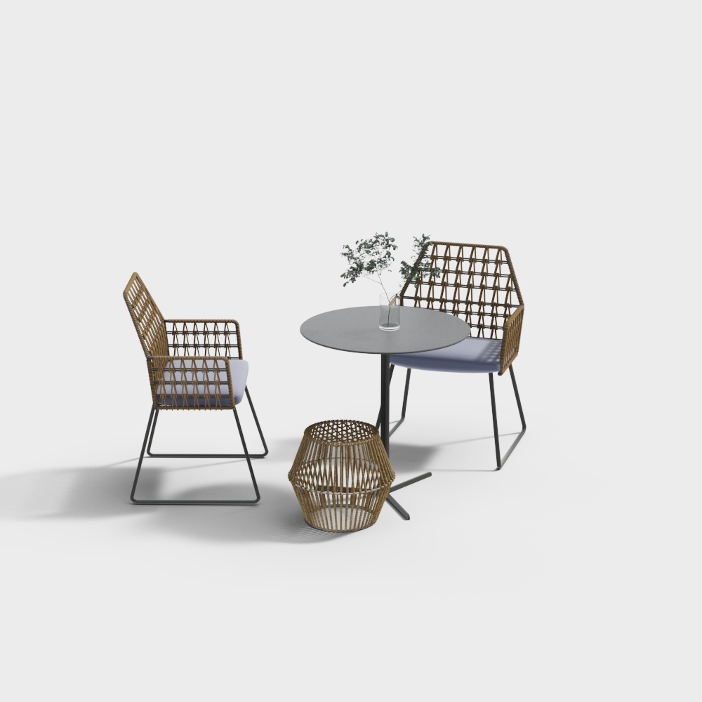 Cozy Minimalist Furniture Set – Woven Chairs & Table
