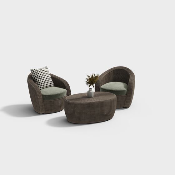 Functional Modern Outdoor Table and Chairs 3D Model