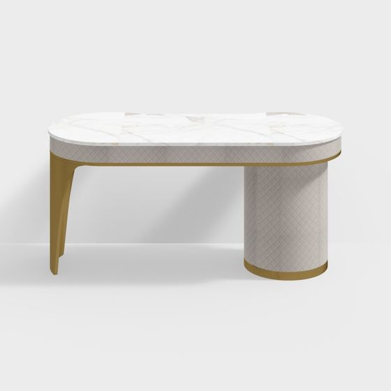 Stylish Oval Marble Coffee Table 3D model for Modern Spaces